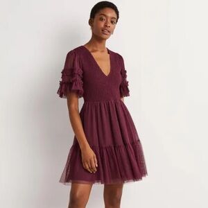 Boden Smocked Tulle Mini Dress Size 10
